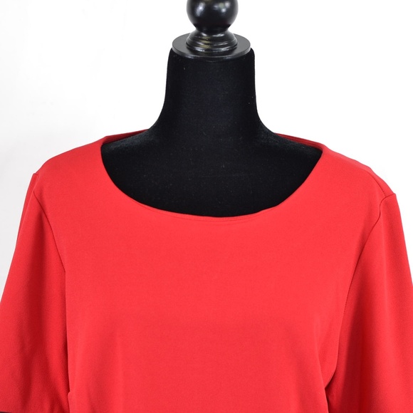 Sharagano Red Bell Sleeve Shift Dress - sold - Picture 7 of 7